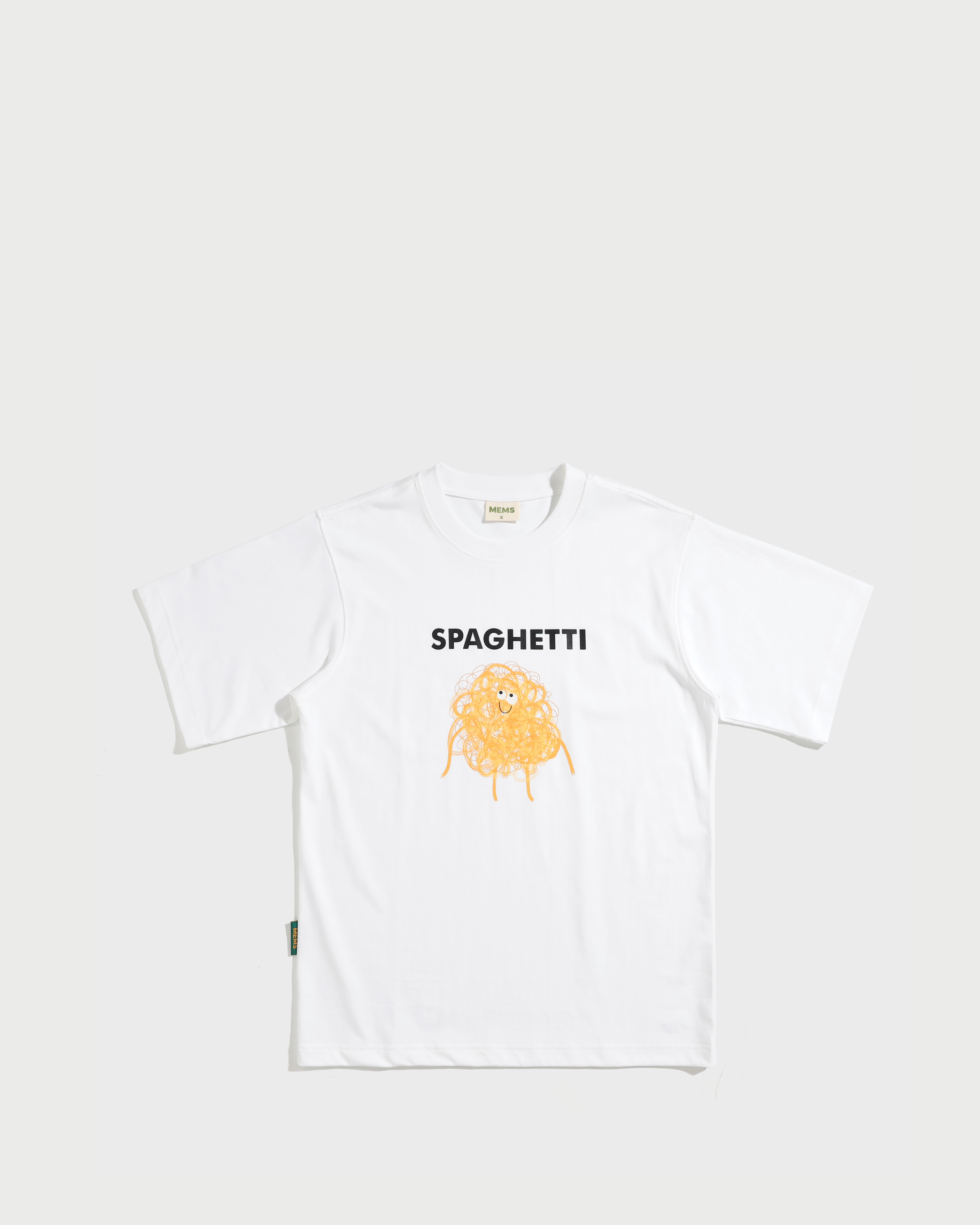 Spaghetti oversized t-shirt White [Color Print: Yellow / Pink]