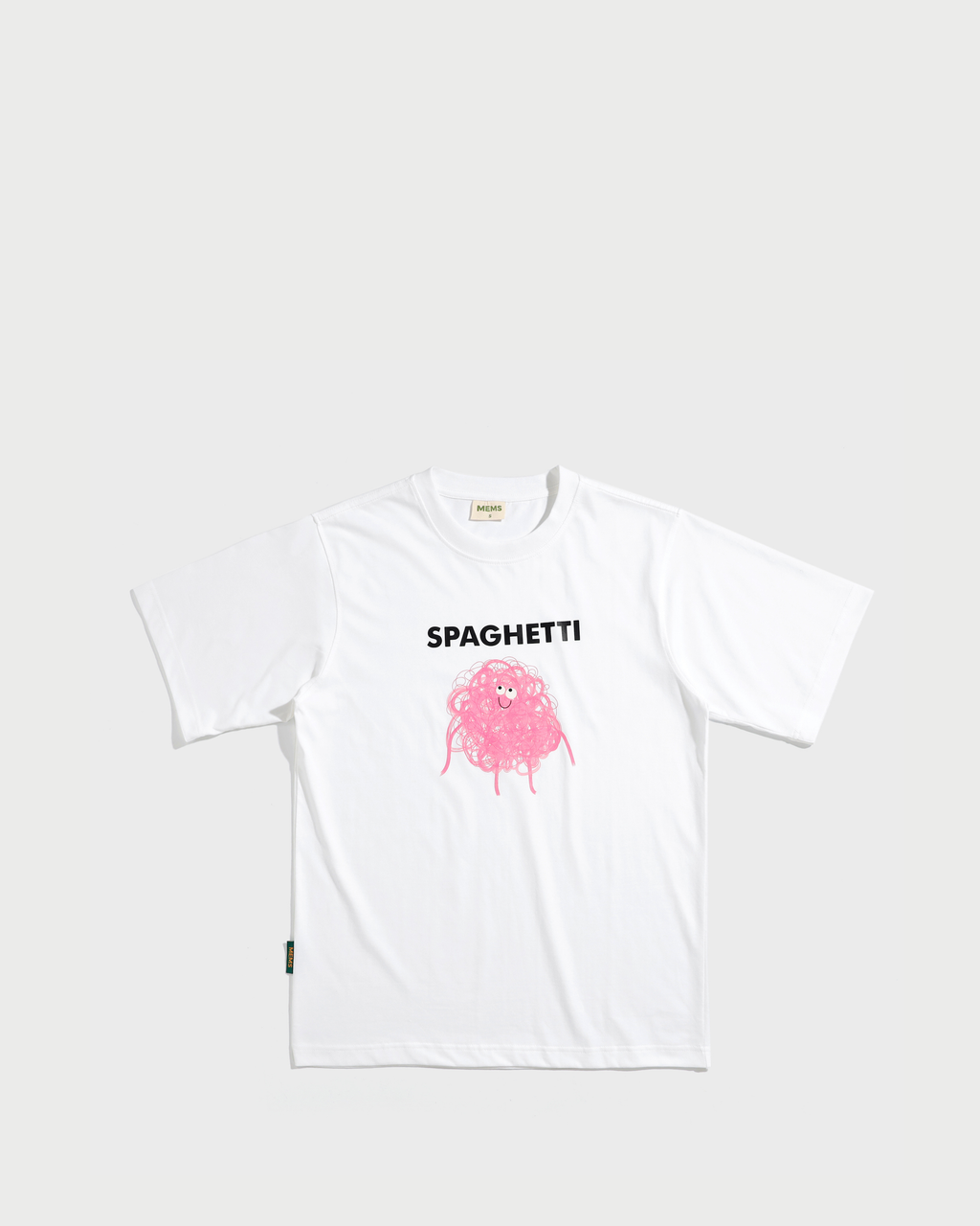 Spaghetti oversized t-shirt White [Color Print: Yellow / Pink]
