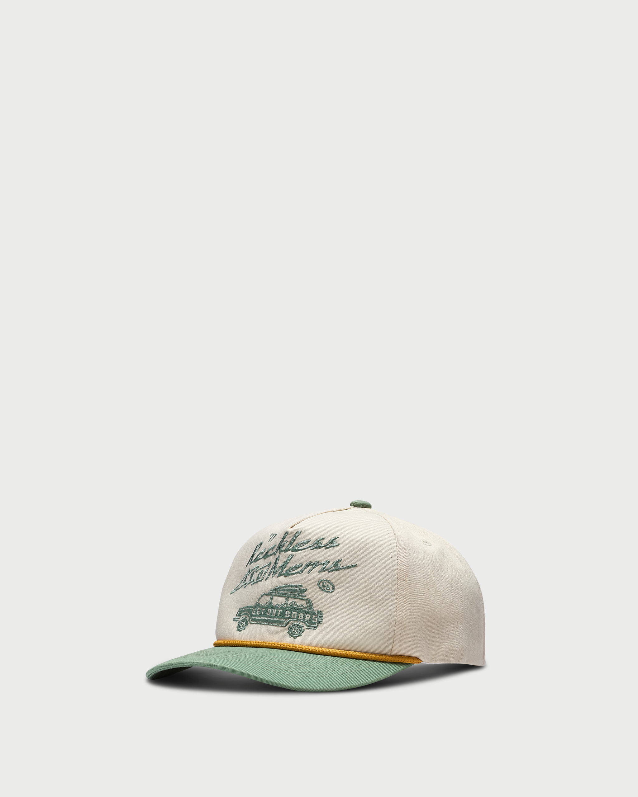 Nón Reckless x Mems 2026 snapback form mềm Mossgreen Beige