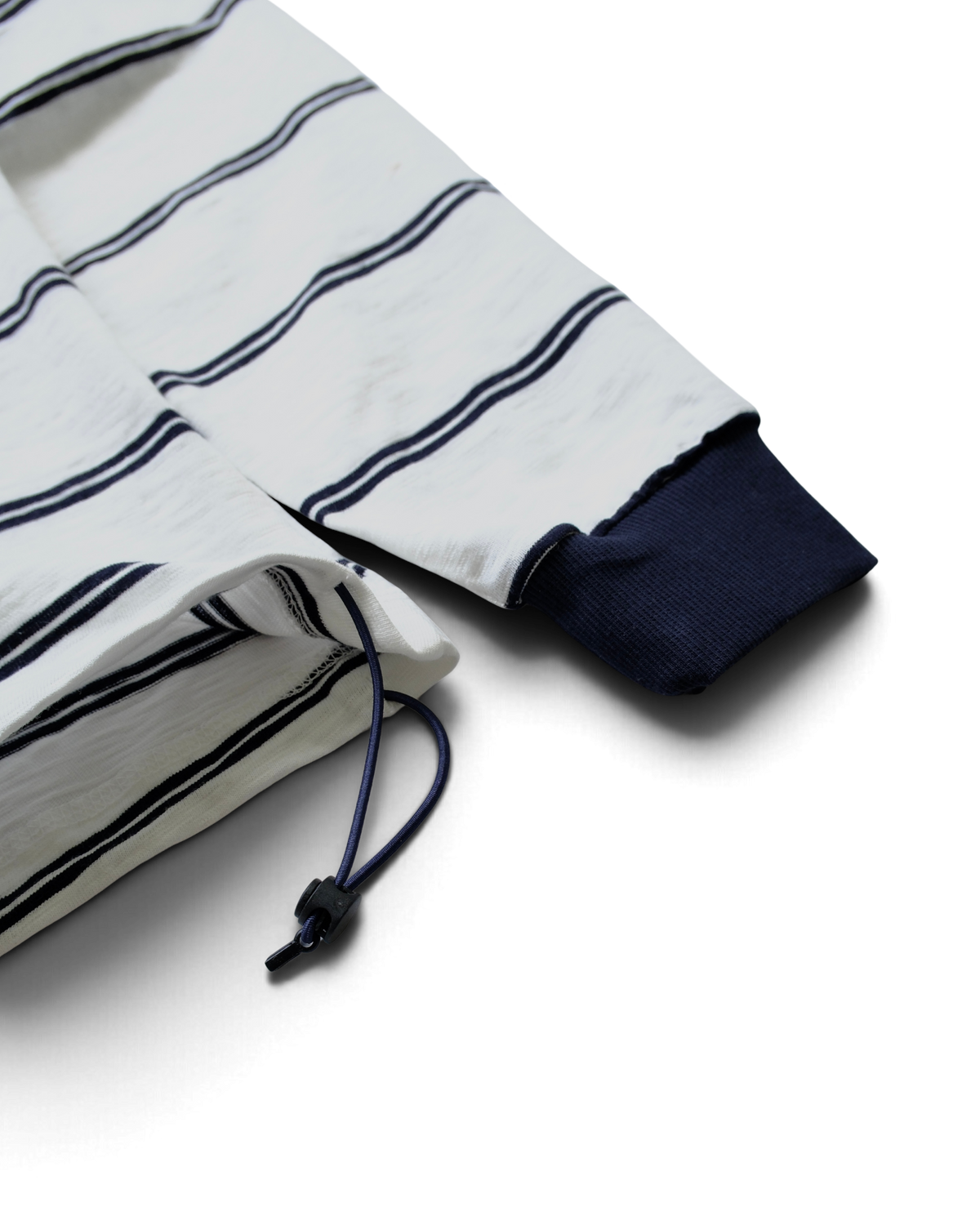 Striped Drawstring Hem relaxed active fit long sleeve Navy&White