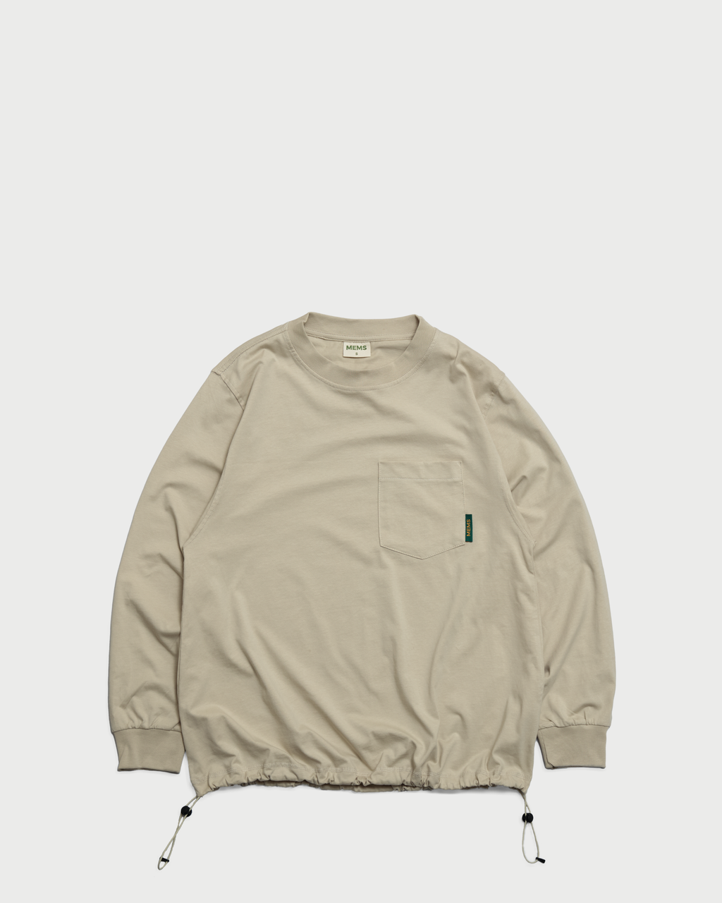 Drawstring Hem relaxed active fit long sleeve Beige