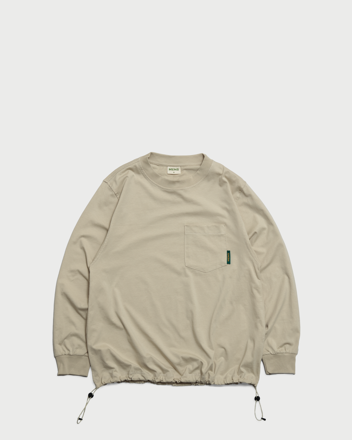 Drawstring Hem relaxed active fit long sleeve Beige