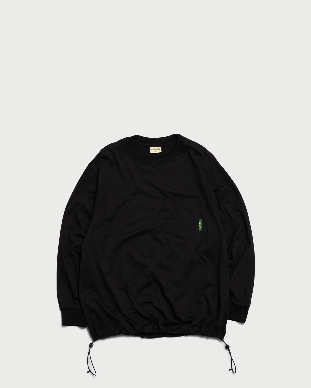 Drawstring Hem relaxed active fit long sleeve Black
