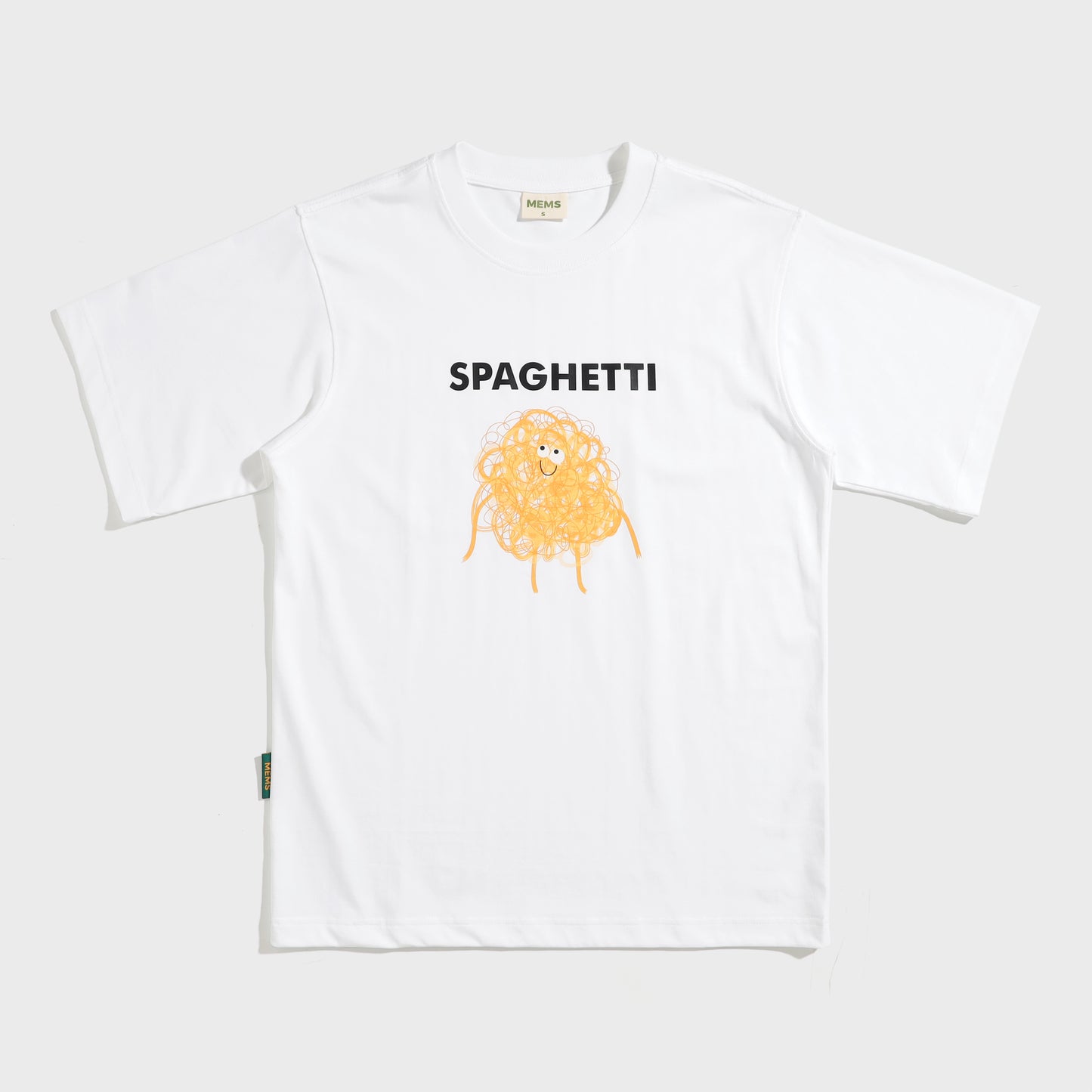 𝐒𝐩𝐚𝐠𝐡𝐞𝐭𝐭𝐢 𝐭-𝐬𝐡𝐢𝐫𝐭 White [Color Print: Yellow / Pink]