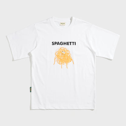 𝐒𝐩𝐚𝐠𝐡𝐞𝐭𝐭𝐢 𝐭-𝐬𝐡𝐢𝐫𝐭 White [Color Print: Yellow / Pink]