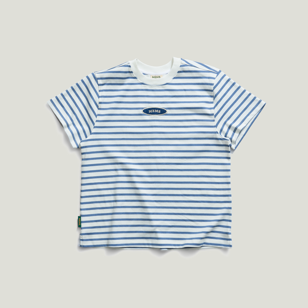 𝐒𝐭𝐫𝐢𝐩𝐞𝐝 𝐌𝐢𝐧𝐢 𝐋𝐨𝐠𝐨 𝐭-𝐬𝐡𝐢𝐫𝐭 Blue&Cream
