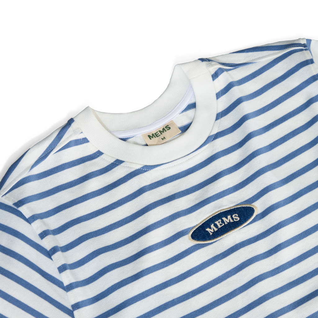𝐒𝐭𝐫𝐢𝐩𝐞𝐝 𝐌𝐢𝐧𝐢 𝐋𝐨𝐠𝐨 𝐭-𝐬𝐡𝐢𝐫𝐭 Blue&Cream