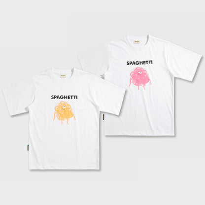 𝐒𝐩𝐚𝐠𝐡𝐞𝐭𝐭𝐢 𝐭-𝐬𝐡𝐢𝐫𝐭 White [Color Print: Yellow / Pink]